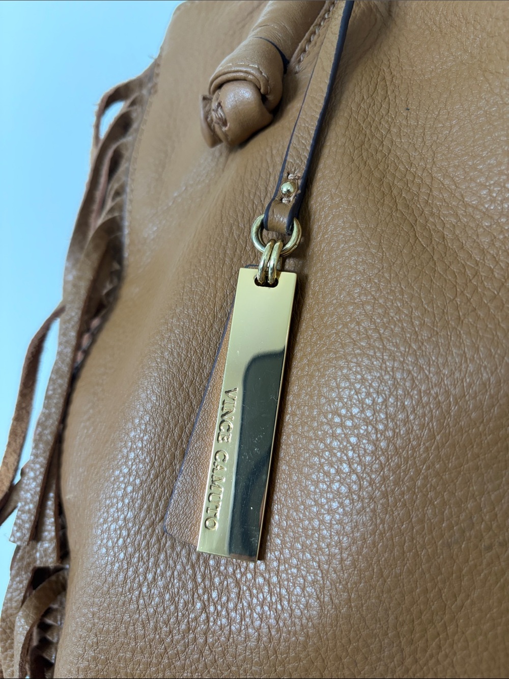 Vince Camuto ๐ Tan Leather Fringe Tote Bag | EUC - Picture 5 of 11